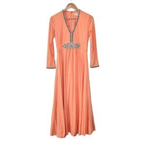Vintage Victoria Royal 60s Beaded Formal Gown Dress Sz‎ 14 Orange Peach Romantic